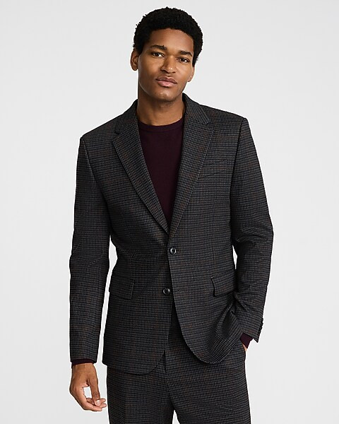 Slim Houndstooth Flannel Knit Suit Jacket | Express