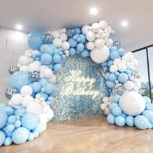 Blue And White Balloon Arch Kit Pcs Pastel Light Blue And White Balloon Garland Kit Inch Different Size Balloons For Shower Birthday Gender Reveal | SHEIN