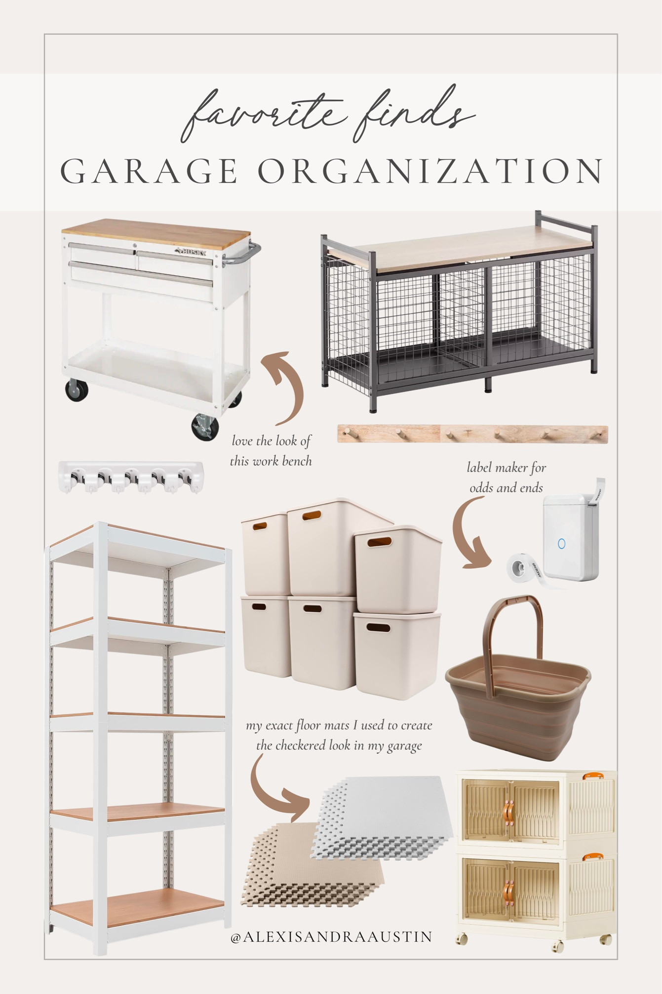 My favorite garage organization finds! The perfect neutral and aesthetic accessories to elevate your garage or storage spaces 

Home finds, organization finds, neutral home, aesthetic finds, found it on Amazon, work bench, Home Depot, Target, peg hook, collapsible bin, stacking bins, label maker, organization essentials, shop the look!

#LTKStyleTip #LTKSeasonal #LTKHome