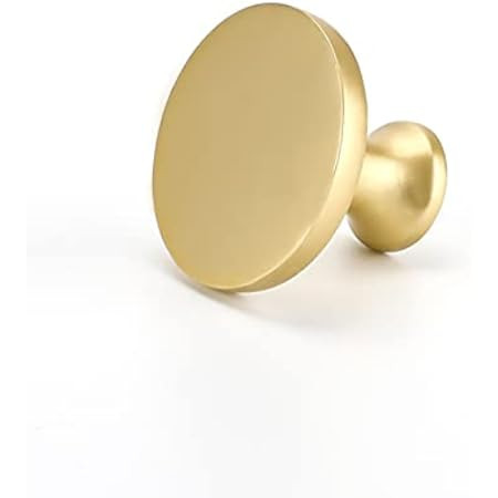 6 Pack Brushed Brass Cabinet Knobs Solid Gold Round Dia.30MM Golden Cabinet Door Hardware Pull Dress | Amazon (US)