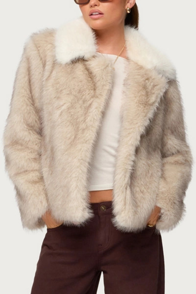 Edikted Contrast Collar Faux Fur Jacket | Urban Outfitters (US and RoW)