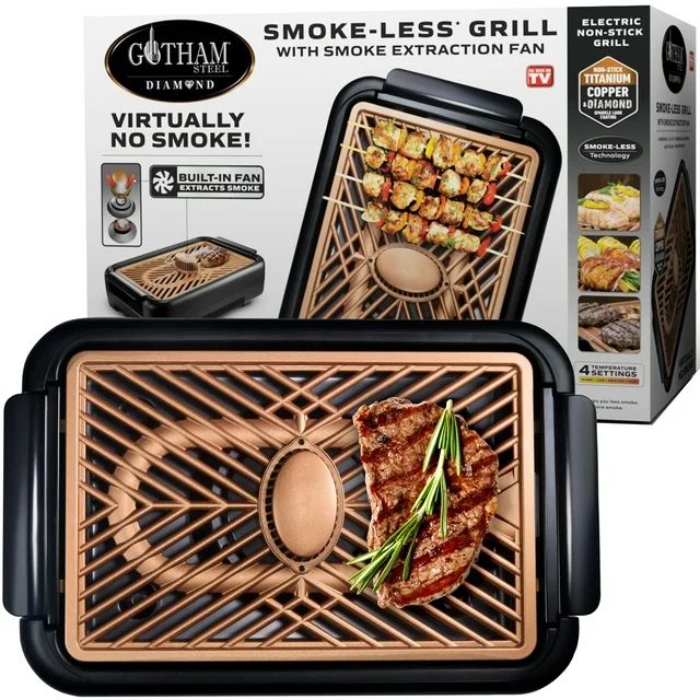 Gotham Steel Smokeless Grill with Fan Indoor Grill Nonstick Electric Grill BBQ Grill As Seen on T... | Walmart (US)