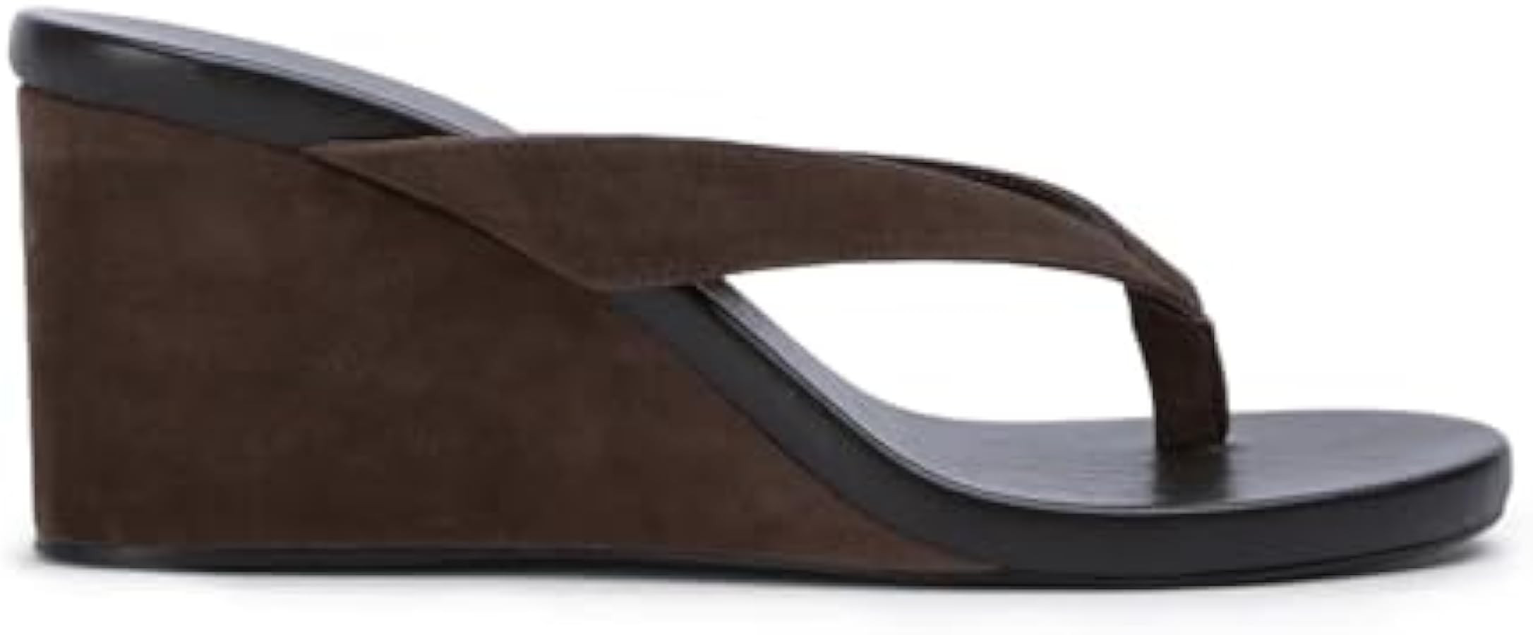 Suede Wedge Flip Flops for Women Open Round Toe Comfort Arch Support Slip On High Heel Thong Sand... | Amazon (US)