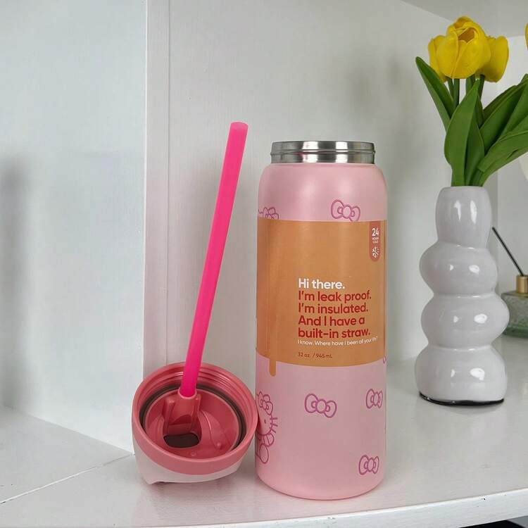 OWALAFreeSip 32OZ Insulated Stainless Steel Water Bottle Double-Layer Kettle With Straw Vacuum Fl... | SHEIN