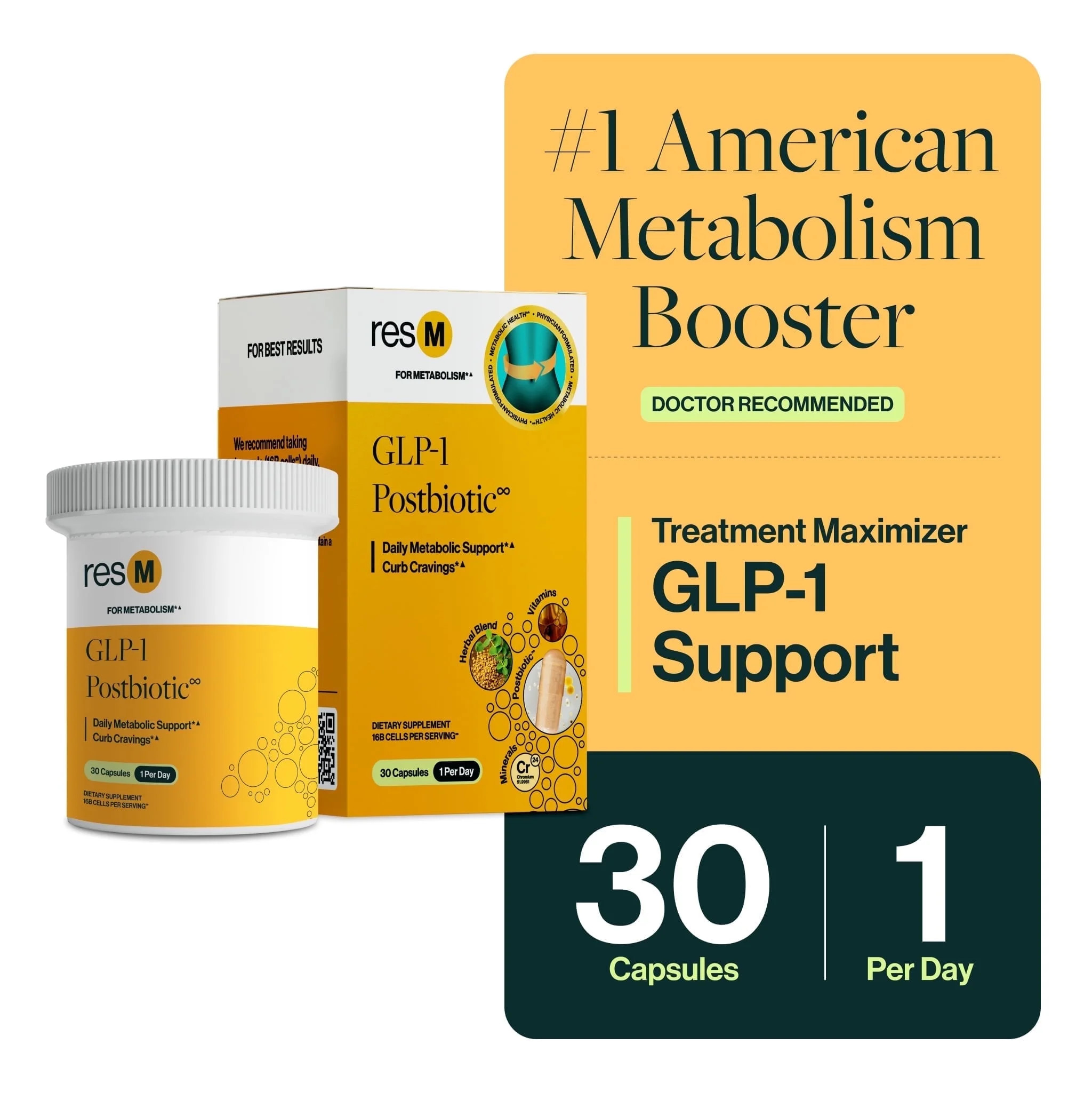 resM GLP-1 Metabolism Support Postbiotic Supplement - Natural Healthy Support for Appetite Contro... | Walmart (US)