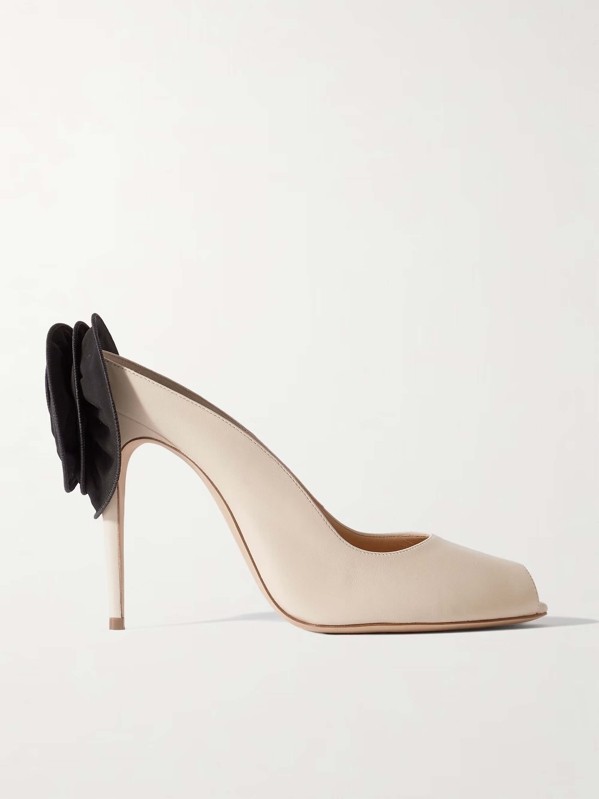 Tulle-appliquéd leather mules | NET-A-PORTER (US)