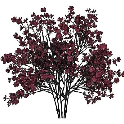 Mandy's 6 Bundles Burgundy Flowers Silk Babys Breath Artificial Flowers Fall Flowers Gypsophila B... | Amazon (CA)