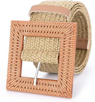 Mile High Life Women\u2019s Belts w Elastic Woven Straw | Tropical Wide Woven Stretch Waist Belt | Amazon (US)