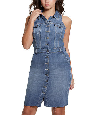 GUESS Women's Eco Stacie Sleeveless Denim Dress & Reviews - Dresses - Women - Macy's | Macys (US)