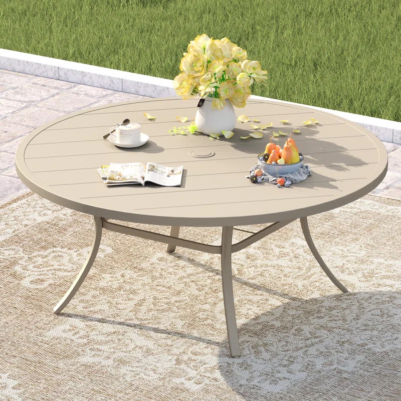 Patio Metal 60 L x 60 W Outdoor Round Dining Table | Wayfair North America