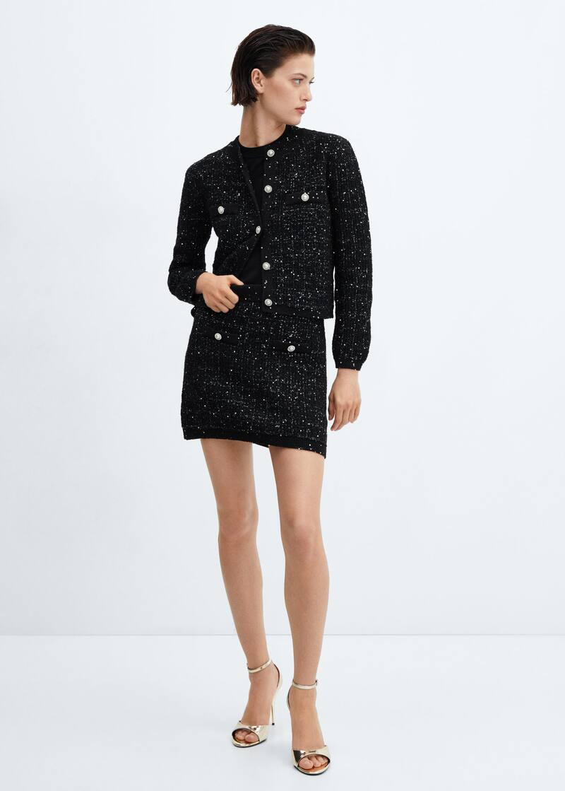 Buttoned tweed skirt -  Women | Mango USA | MANGO (US)