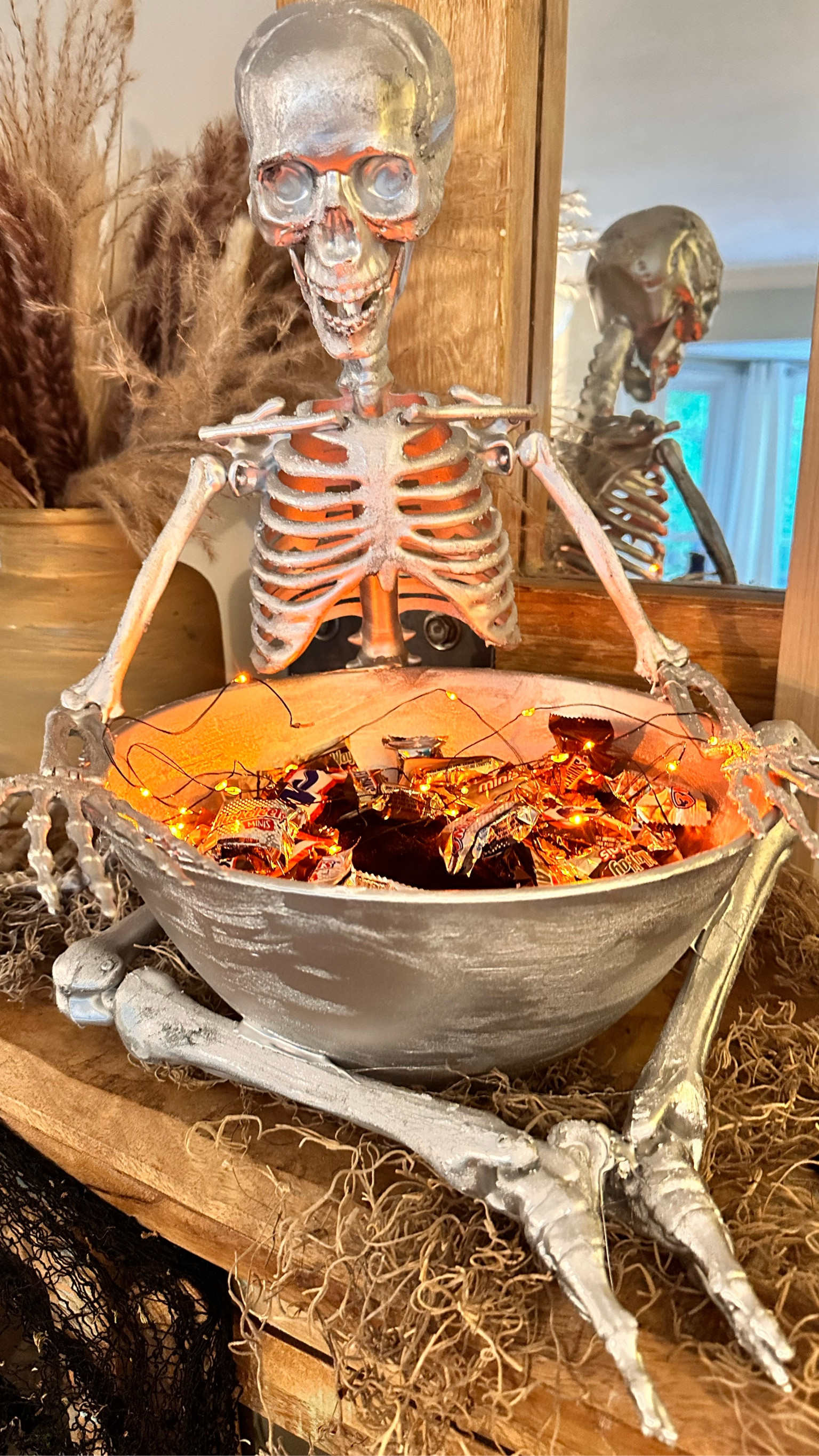 All the pieces you need for a DIY skeleton candy bowl! Nab the bowl from any Dollar Store, Party City, or Walmart! 🤎🤍

#LTKHome #LTKSeasonal