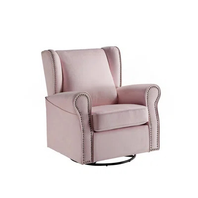 Fabric Upholstered Swivel Chair With Glider, Pink | Wayfair North America