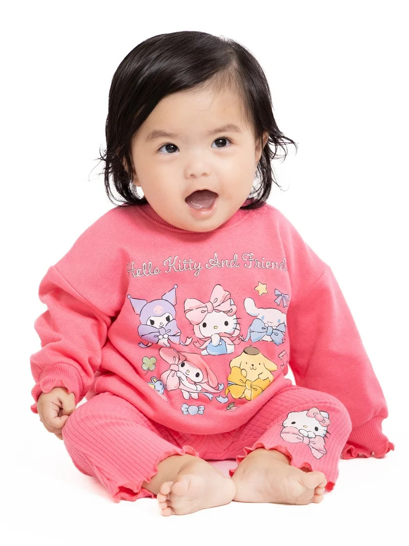 Hello Kitty and Friends Baby Girls Graphic Sweatshirt and Flared Leggings Set, 2-Piece, Sizes 0M-... | Walmart (US)