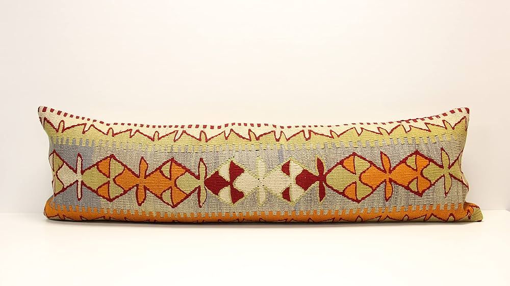 King size kilim pillow cover 14x47 inch Bedding lumbar Twin extra long pillow cover boho design h... | Amazon (US)