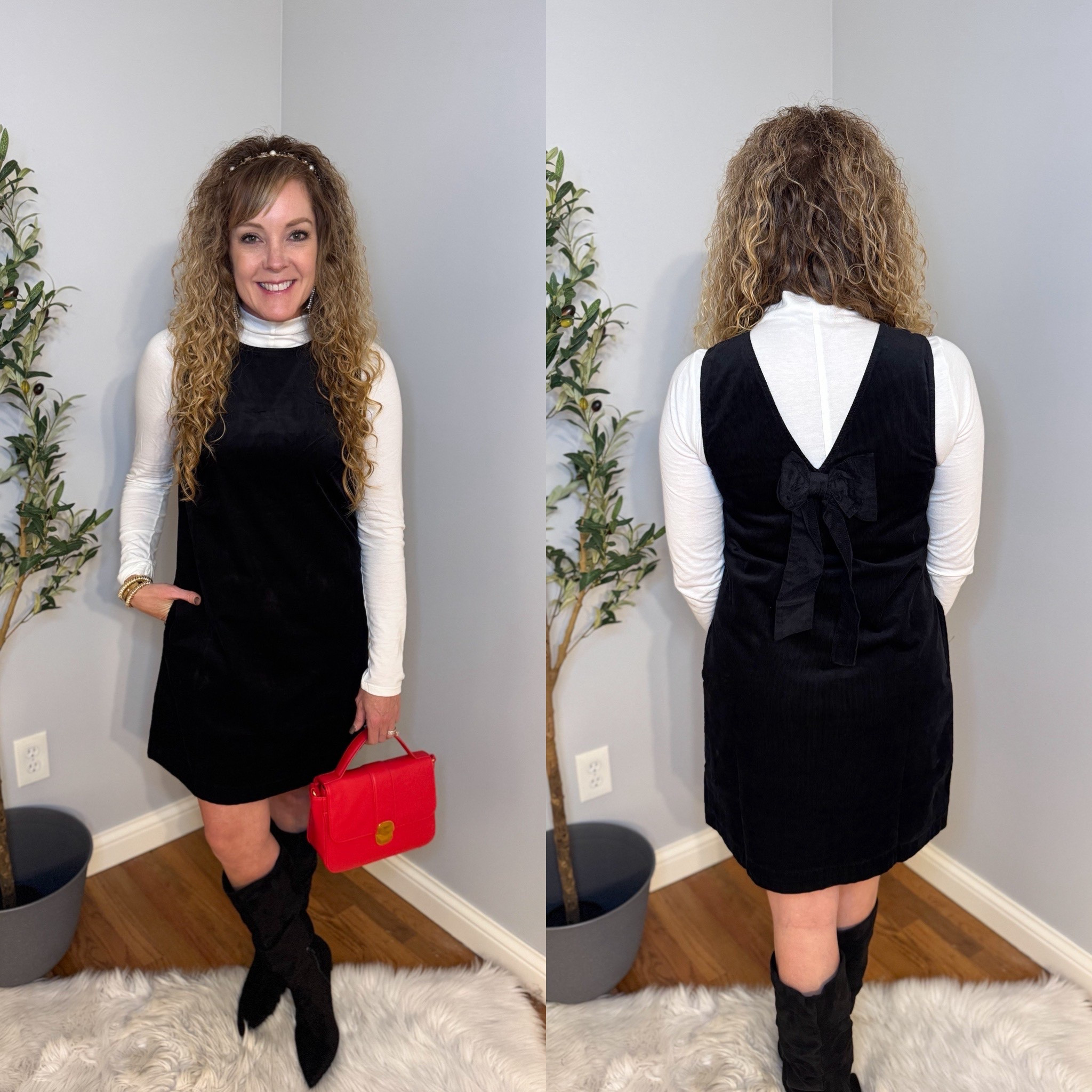 Walmart holiday outfits! Christmas outfits / new years outfit 

Corduroy dress- size small
Turtleneck- size medium 
Boots- tts, size 4

#LTKHoliday #LTKFindsUnder50 #LTKOver40