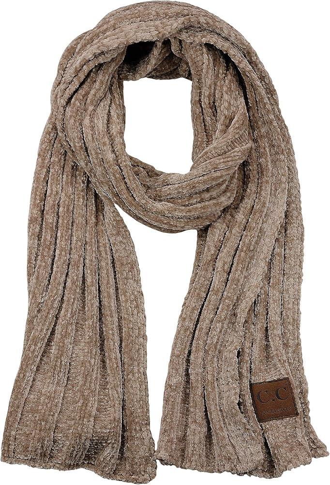 C.C Women's Ultra Soft Chenille Ribbed Thick Warm Knit Shawl Wrap Scarf | Amazon (US)
