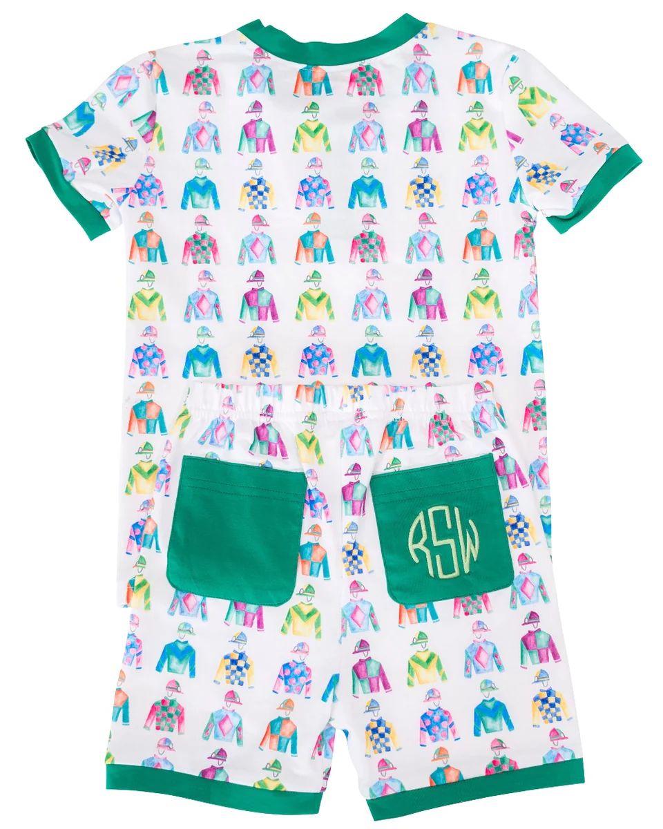 Jockey Silks Pajama Set with Green Trim | Smockingbird Kids