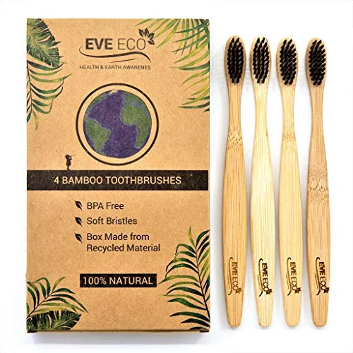 Bamboo Organic Wood Toothbrush | Vegan Charcoal Soft Bristles For Sensitive Gums | Biodegradable ... | Walmart (US)