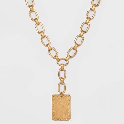 Tag Charm and Link Y Necklace - Universal Thread™ Gold | Target