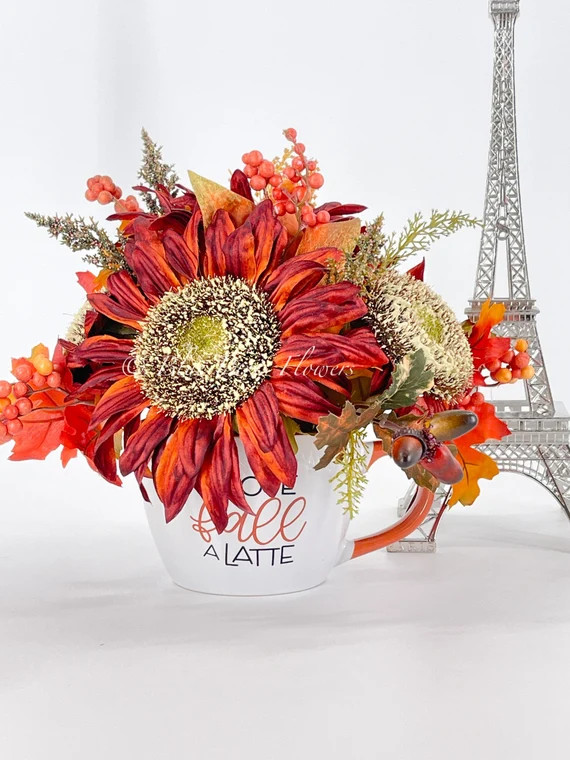 Fall or Thanksgiving Arrangement Sunflowers in Vase Floral - Etsy | Etsy (US)