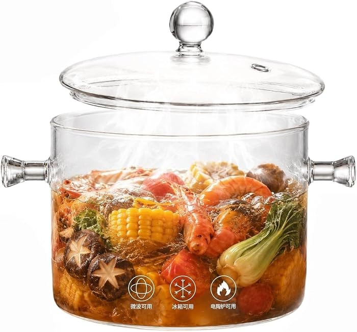 Clear Glass Potpourri Simmer Pot and Cookware for Cooking Stews Hot Beverages Noodles Milk Baby F... | Amazon (US)
