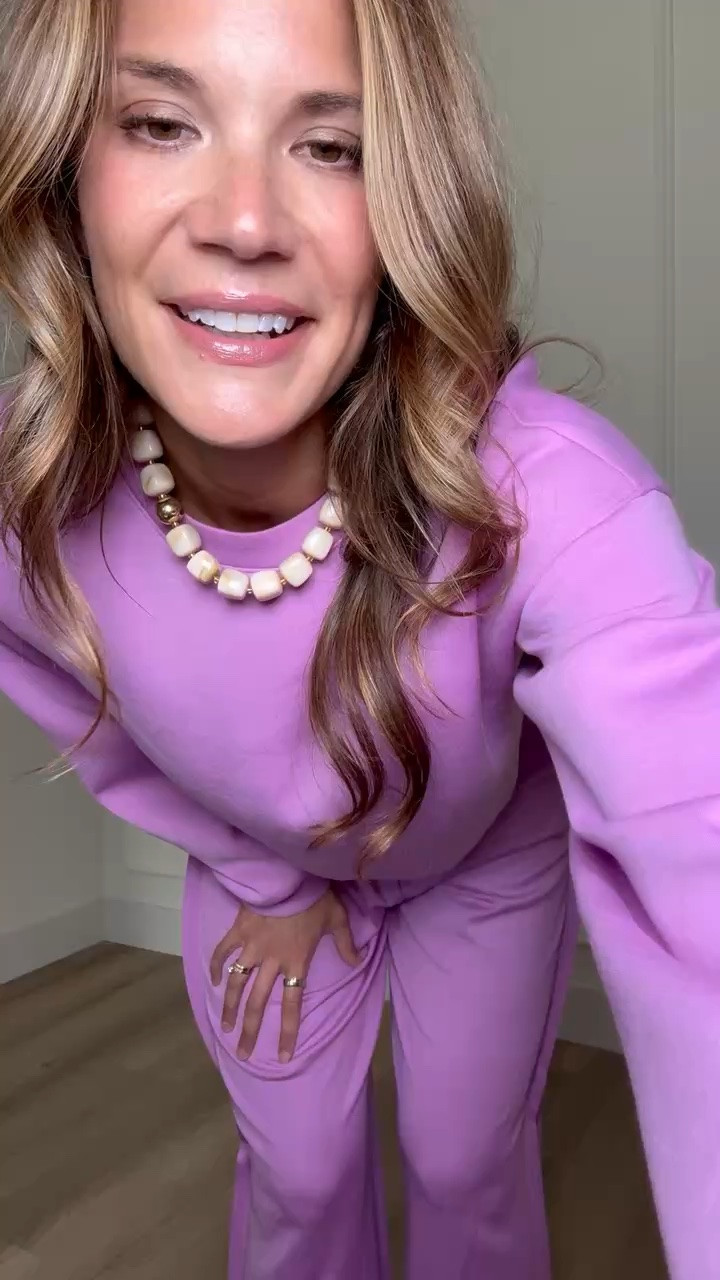 This matching set nails the comfy but cute assignment. The relaxed sweatshirt and flowy wide leg pants are perfect for travel days, errands, or lounging at home.

M tall pants, L tall top

Matching set, Wide leg pants, Sweatshirt set, Travel outfit, Comfy outfit, Tall girl style, Lounge set, Casual outfit, Fall style, StangandCo

#LTKTall #LTKootd #LTKTravel