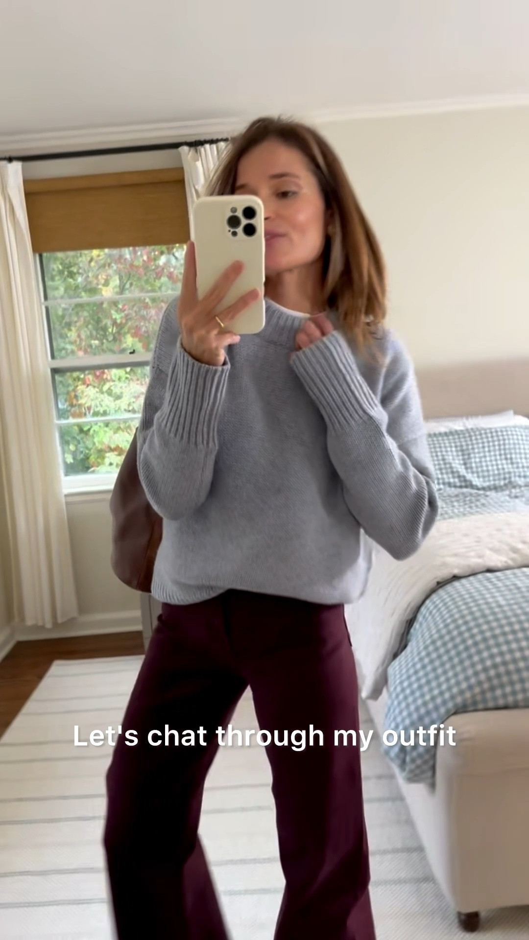 A few more details on my outfit today! Added the T-shirt underneath the sweater to add a little texture and a pop of white. • The Pistola jeans in maroon make my legs look so long which I love. They’re also a raw hem so you can self hem at home if you need to take any length off! • I had the La Ligne Marin sweater in navy and loved it so much, getting the great was such an easy decision. Even though it’s expensive I didn’t even think twice because it’s that good and I know I’ll get such great use out of it for years to come. 

Sizing notes: Wearing my true sizes in all - small/25/37. Use code MEG10 for a little $$ off my sweater and MEG for a little $$ off my jeans!! Xx 🤍 linking a similar grey sweater (that I also own & love if you're looking for a lower price point, I sized up 1, to a medium)

#LTKStyleTip #LTKSeasonal #LTKWorkwear