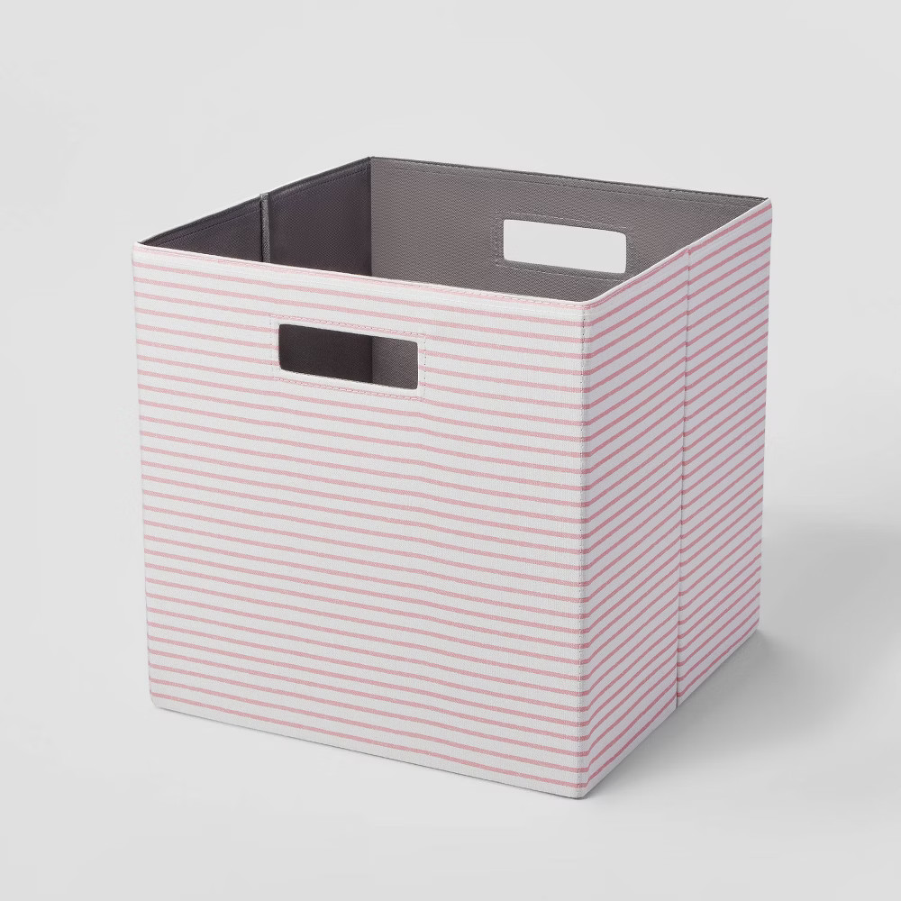 13"" x 13"" Fabric Bin Rose Textured Stripes - Brightroom | Target