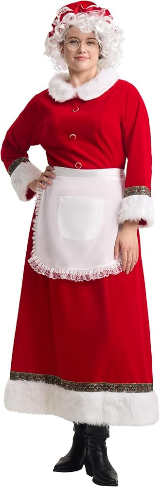 Mrs. Claus Costume for Women Deluxe Adult Miss Santa Clause Dress Christmas Outfit | Amazon (US)