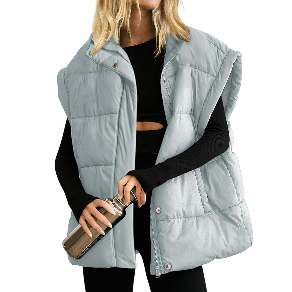 Ainangua Women's Puffer Vest Stand Collar Zipper Sleeveless Jackets Winter Lightweight Vests Warm... | Amazon (US)