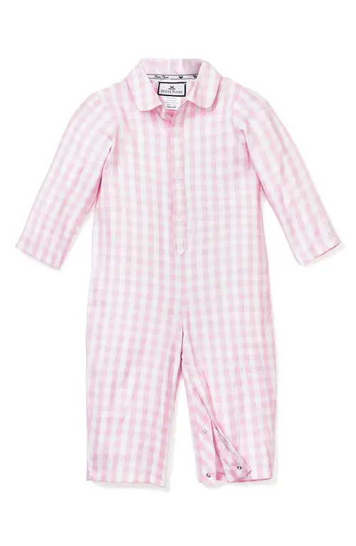 Petite Plume Gingham One-Piece Pajamas in Pink at Nordstrom, Size 12-18M | Nordstrom