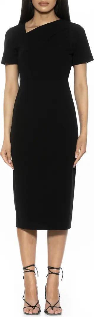 Angelica Asymmetric Neck Sheath Midi Dress | Nordstrom Rack