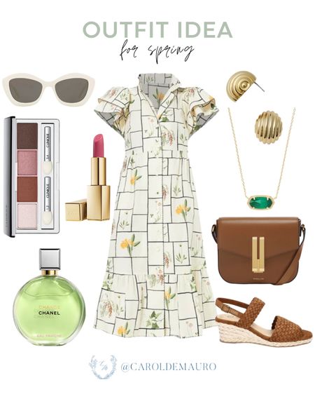 Try this stylish outfit idea for spring! A white patterned floral midi dress paired with espadrilles heels, a chic handbag, white sunglasses, and more! 
#vacationwear #transitionalstyle #classiclook #traveloutfit

#LTKtravel #LTKshoecrush #LTKstyletip