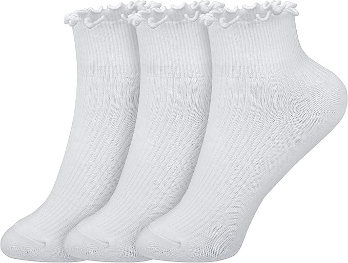 Joyingtwo Womens Ankle Casual Socks Lace Ruffle Low Cut Knit Cotton Lettuce Socks for Women Girls... | Amazon (US)