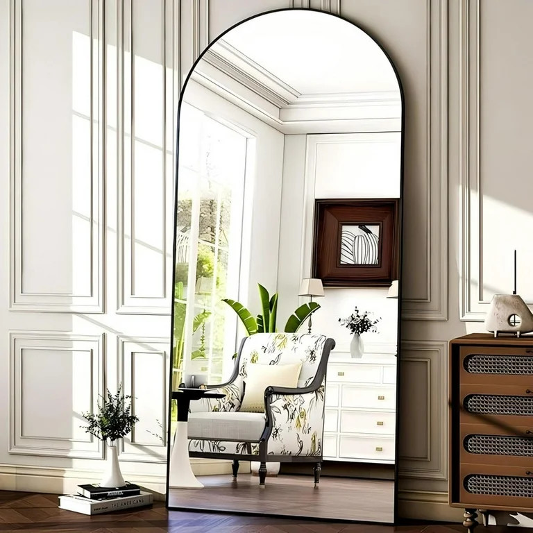 Anyrose 71.2" x 30" Arched Full Length Mirror Wall Mirror with Aluminum Alloy Frame, Black | Walmart (US)