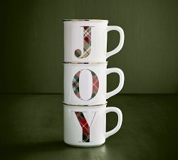 Stewart Plaid Alphabet Stoneware Mug | Pottery Barn (US)