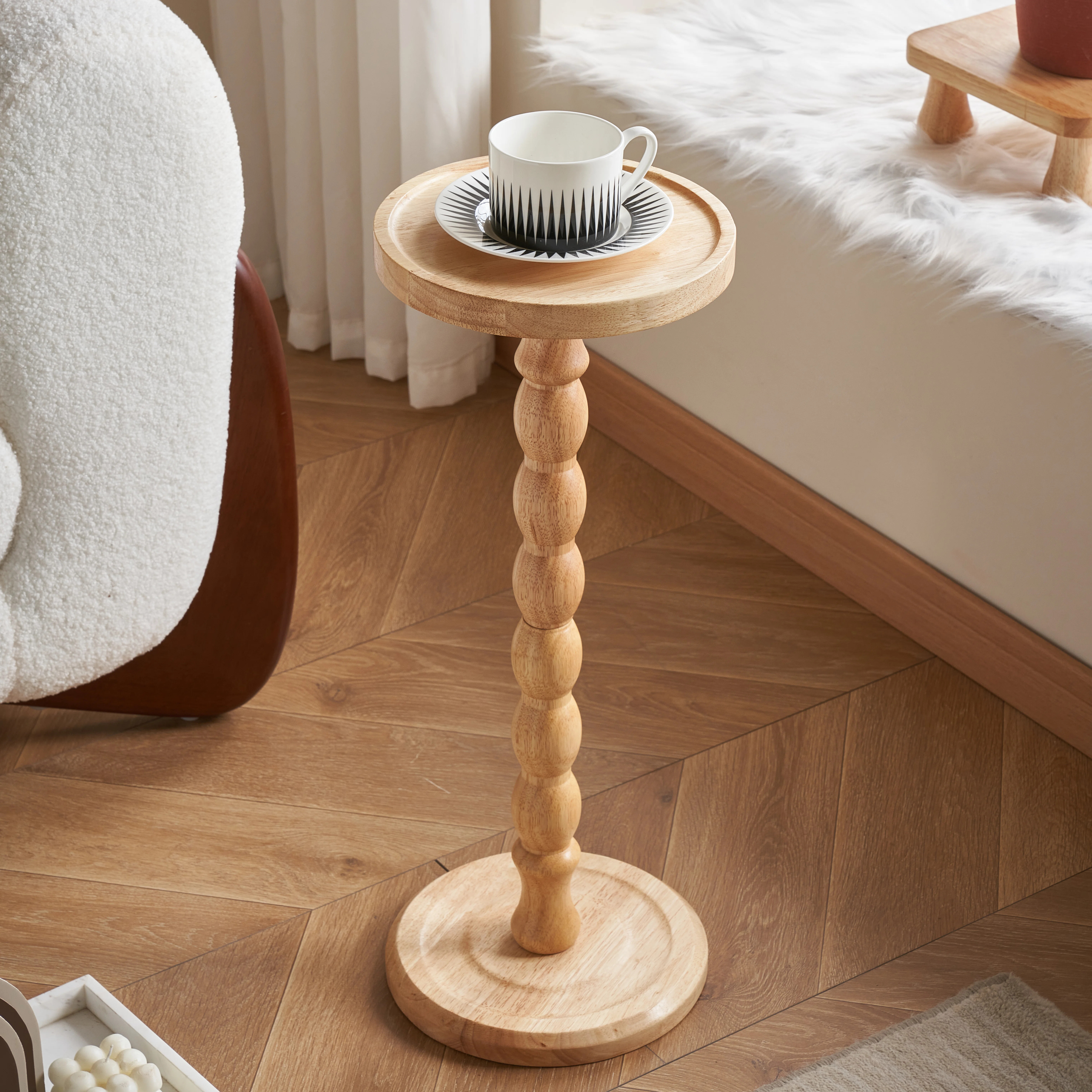 Solid Wood Round End Table,Pedestal Drink Table, Tall Plant Stand | Wayfair North America