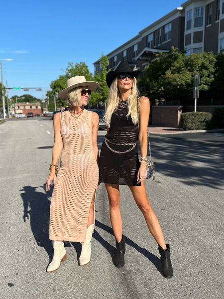 Western Wear is a real VIBE and we’re here for it. 🤠 👢 We’re both 6ft tall (and taller) Wearing large in Amazon swim suits and small in cover up. Size 12 boots. Amazon and Lilly clear stadium bags  
‌
#BitterBettys #BlondesDoItBetter #Twins #TallBlondes #Jacksonville #Style #OOTD #SummerOutfit #CrochetDress #Concert #ILoveJax #RiverCityRunway #GoInTecovas
‌
~tags~
Festival Outfit • Concert Outfit • Cowgirls • Mary Kate and Ashley Match • OOTD • Country Concert Outfit • Western Wear • Stagecoach Outfit • Tall Blondes • Boho Outfit • Cowboy Hats • Tecovas Style • Summer Outfit • Beach Wear • Swimsuit Cover Up

#LTKShoeCrush #LTKFindsUnder50 #LTKFestival