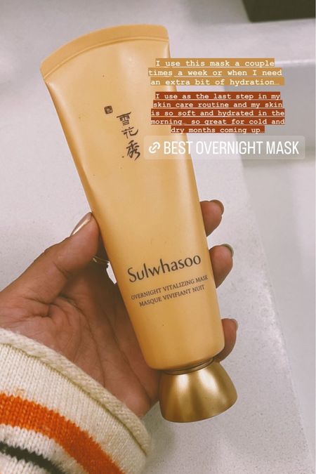 The Sulwhasoo Overnight Vitalizing mask is my absolute favorite 

#LTKbeauty #LTKstyletip #LTKfindsunder100