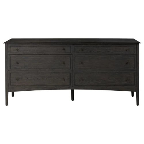 Adelaide Rustic Lodge Smoked Black Oak Double Dresser | Kathy Kuo Home