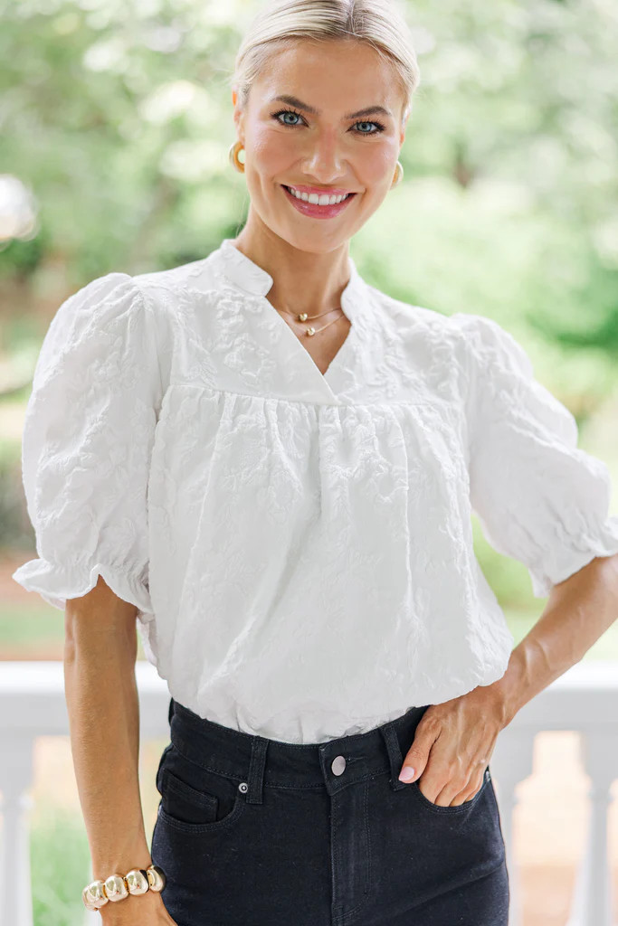 It's All For You Off White Textured Blouse | The Mint Julep Boutique