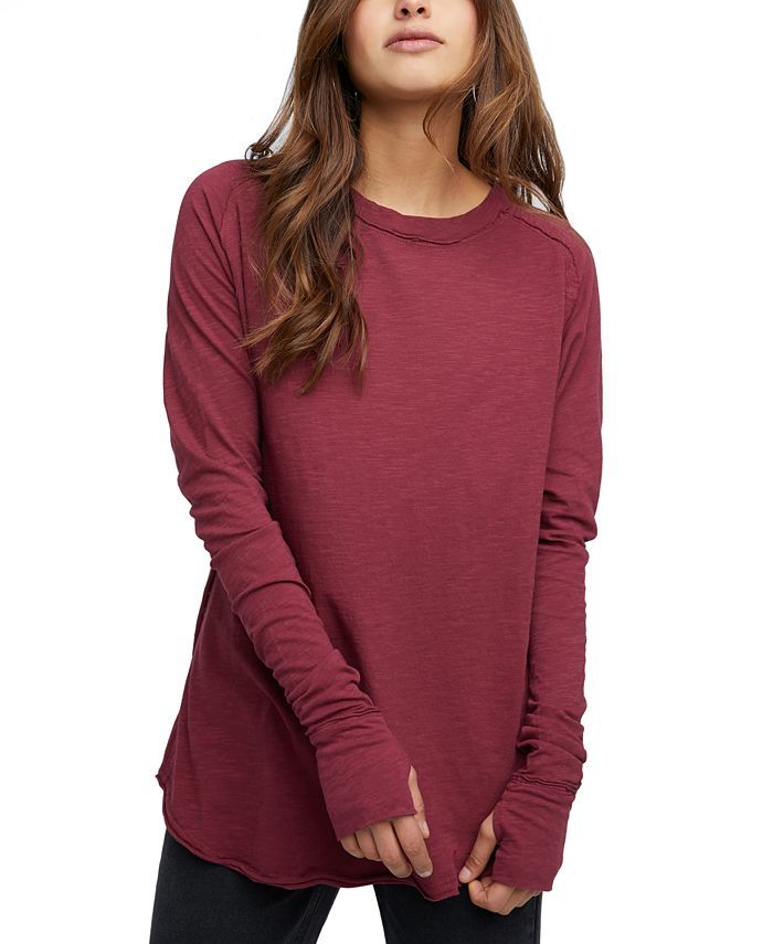 Free People Arden Solid Long-Sleeved T-Shirt   & Reviews - Tops - Women - Macy's | Macys (US)