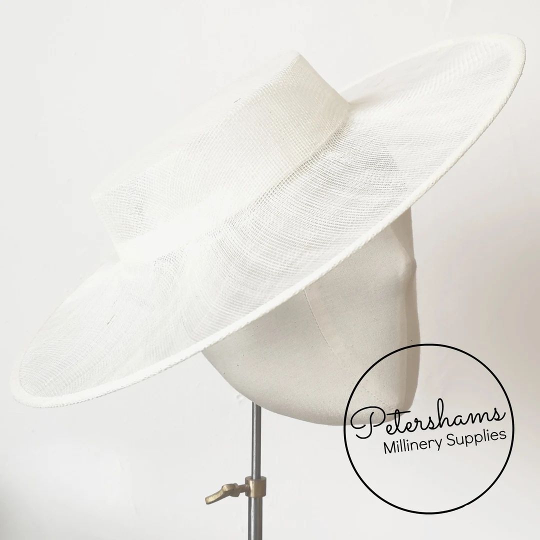 Large Brim Sinamay Boater Fascinator Hat Base for Millinery & Hat Making - Ivory | Etsy (US)
