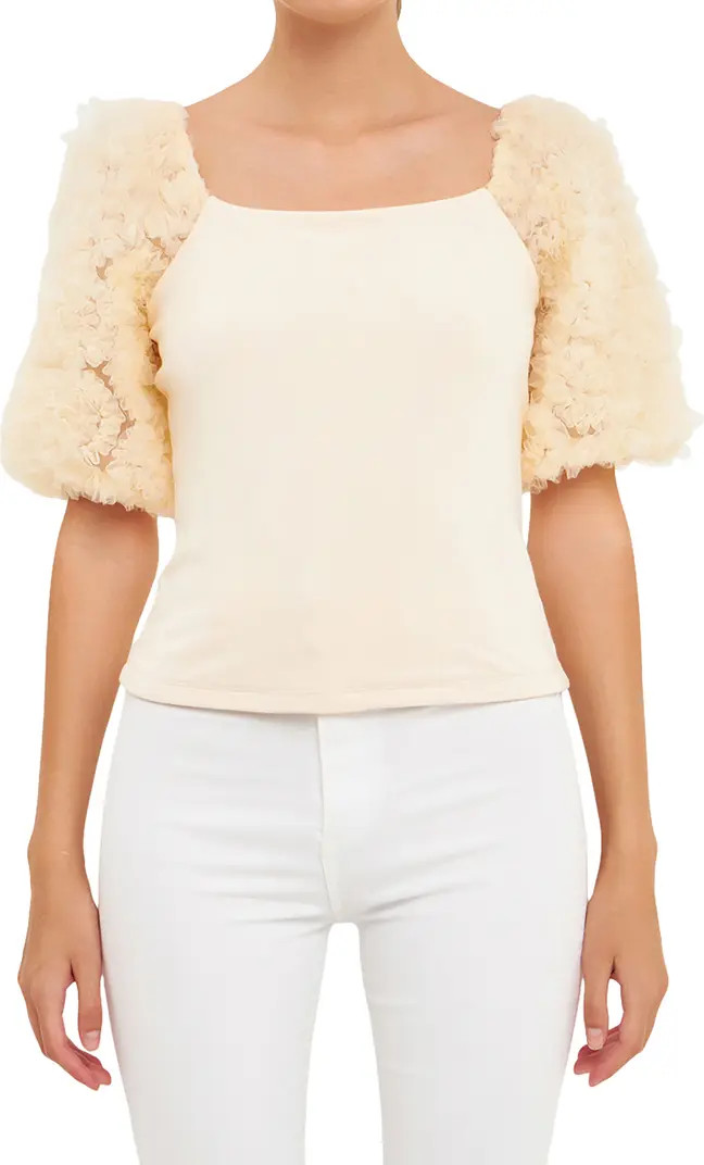 Tulle Puff Sleeve Blouse | Nordstrom