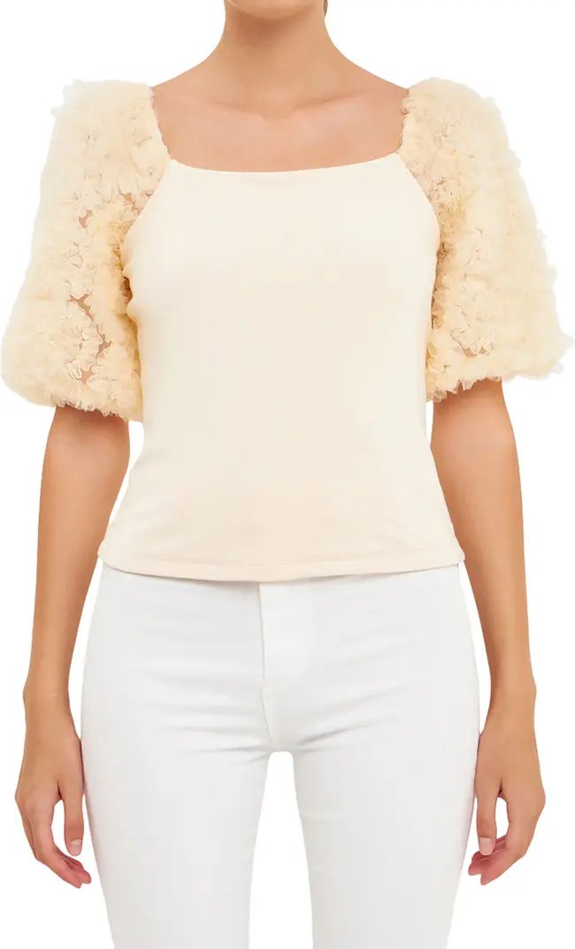 Tulle Puff Sleeve Blouse | Nordstrom