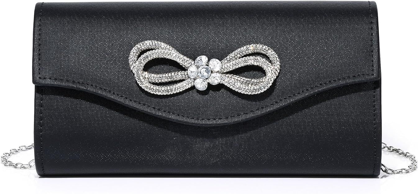 DETARA Women Evening Handbag Shiny Crystal Bow Flap Clutch Purse for Women Wedding Party Prom Pur... | Amazon (US)