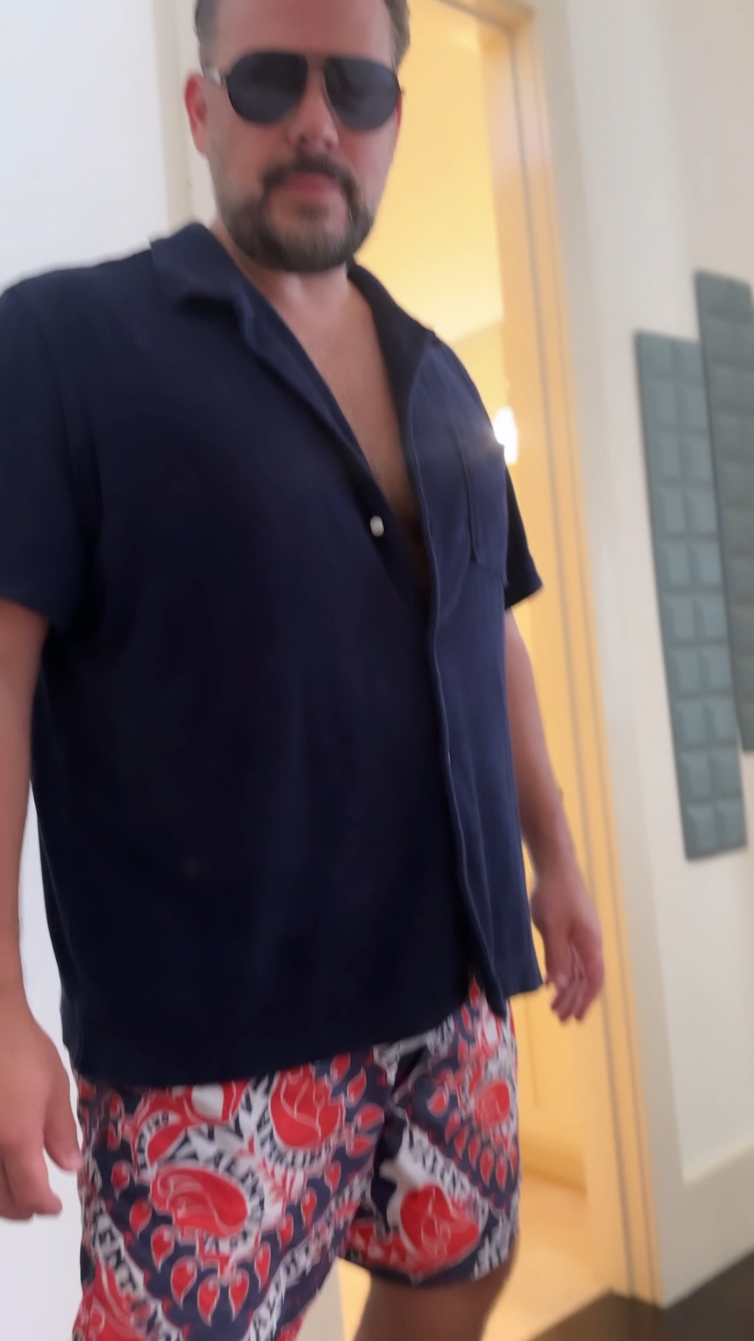 #KyleStyle on the Fourth of July! ❤️🤍💙His favorite terry cloth shirt that he loves to wear with swim trunks! And if you have a sneaker head husband, he will love the “creamy” slip on tennis shoes! // Sizing: XL in everything! Sneakers run TTS  

#LTKmens #LTKshoecrush #LTKswim