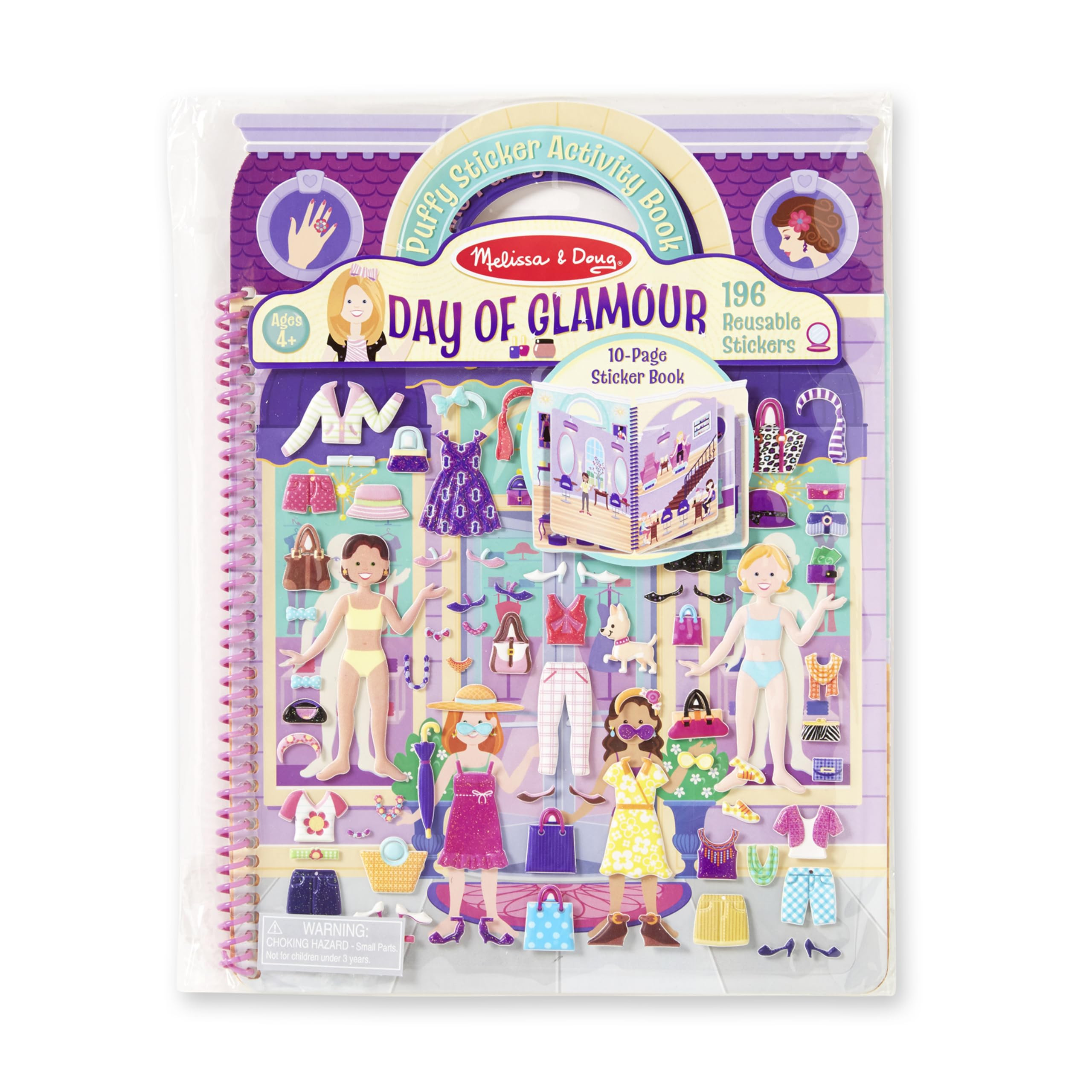 Melissa & Doug Day of Glamour Puffy Sticker Activity Book – 196 Reusable Stickers with 10 Pages... | Amazon (US)