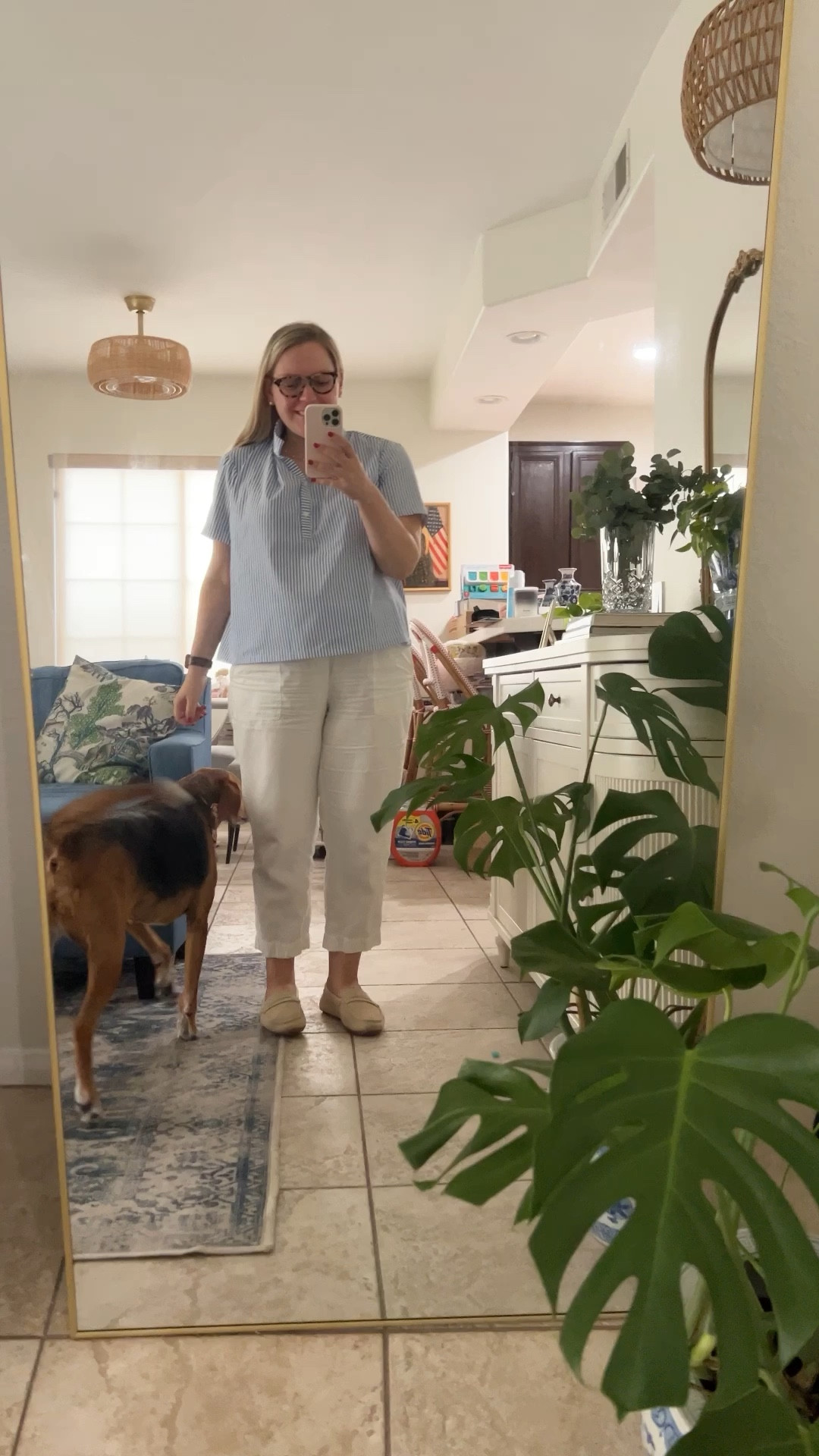 Love a simple outfit formula - cotton pants and a striped shirt with drivers 

#LTKBump #LTKStyleTip #LTKFindsUnder100